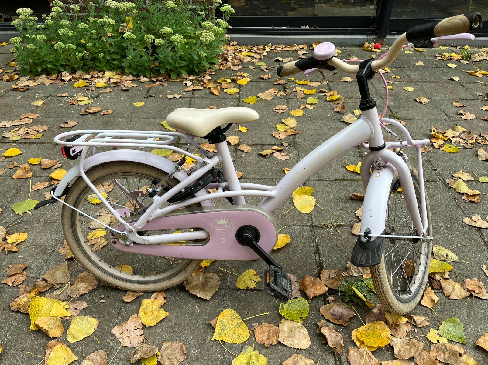 Fiets 18 inch meisje, Fietsen en Brommers, Ophalen, Terugtraprem, Gebruikt, Handrem