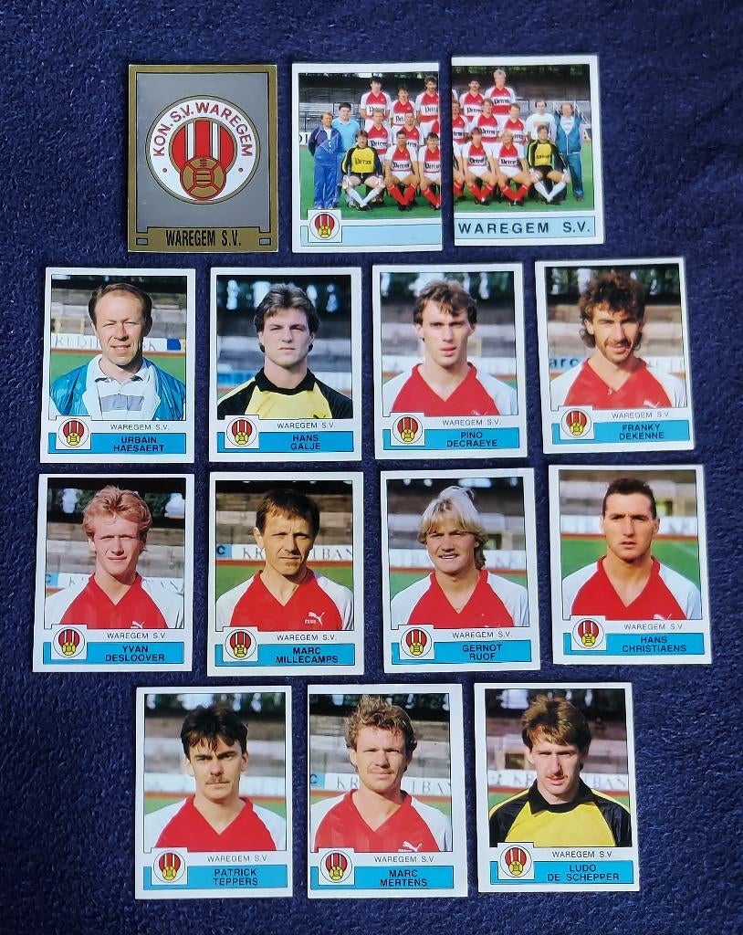 14 versch. Panini stickers voetbal ' FB 1988 - Waregem SV', Ophalen of Verzenden, Nieuw, Meerdere stickers