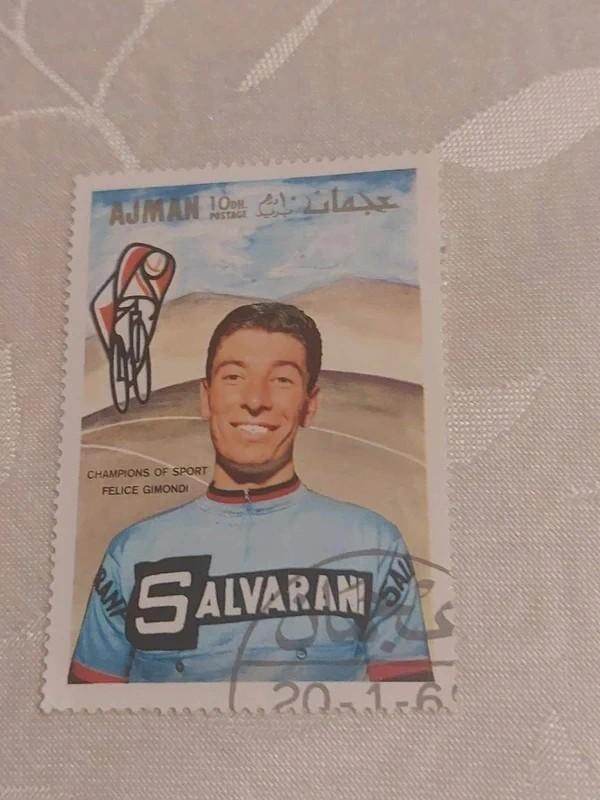 Postzegel / Felice Gimondi / Salvarani / Ajman Stamp, Ophalen of Verzenden, Zo goed als nieuw, Overige typen