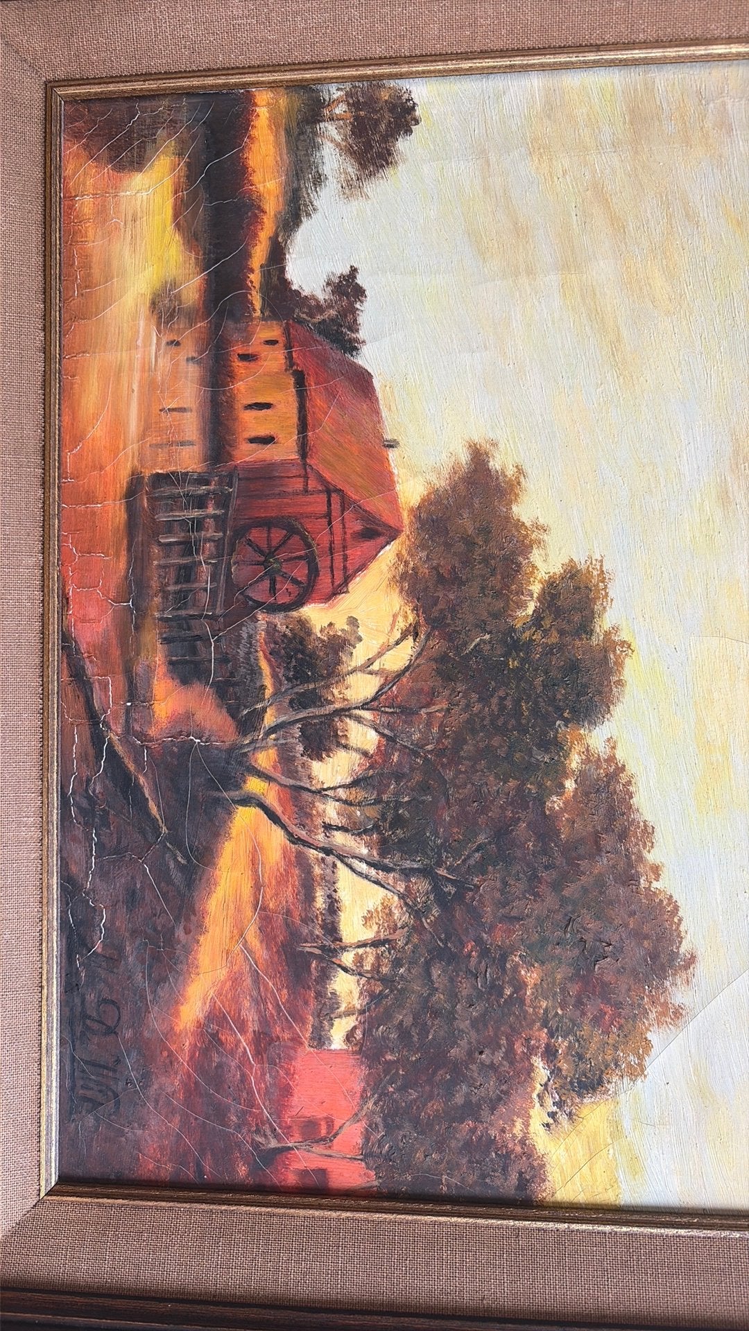 Rustiek watermolen‑schilderij, Ophalen, Landschap