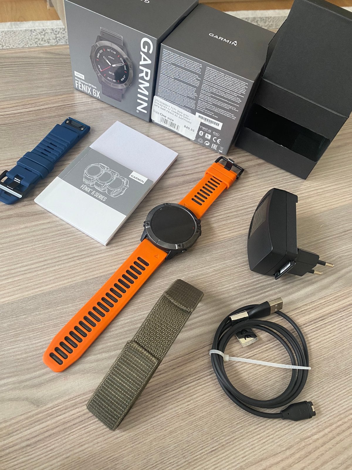 GARMIN FENIX 6X 🚴 SAPPHIERE IN NIEUW👌STAAT, Ophalen, Zwart, IOS, Zo goed als nieuw
