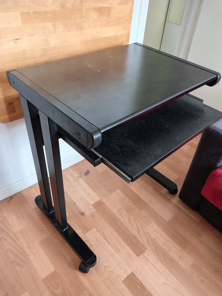 Petit bureau noir avec tiroir clavier, Maison & Meubles, Bureaux, Bureau d'ordinateur, Classique, Métal, Avec roues
