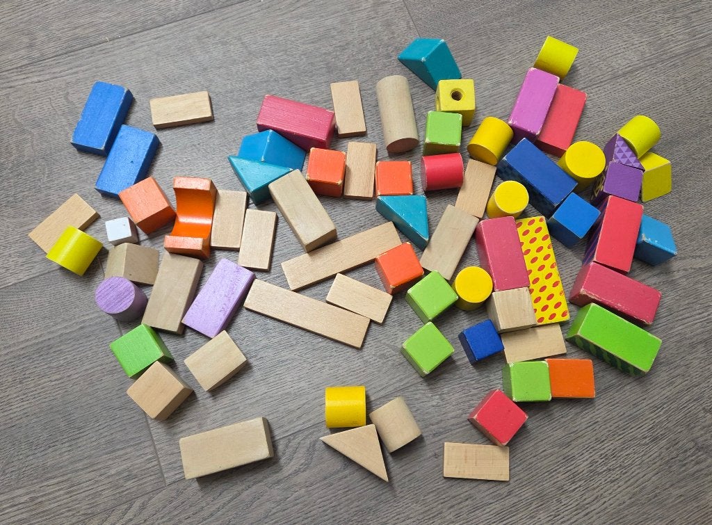 Dash-ton met houten blokjes (+/- 69 stuks), Ophalen of Verzenden, Gebruikt, Overige typen