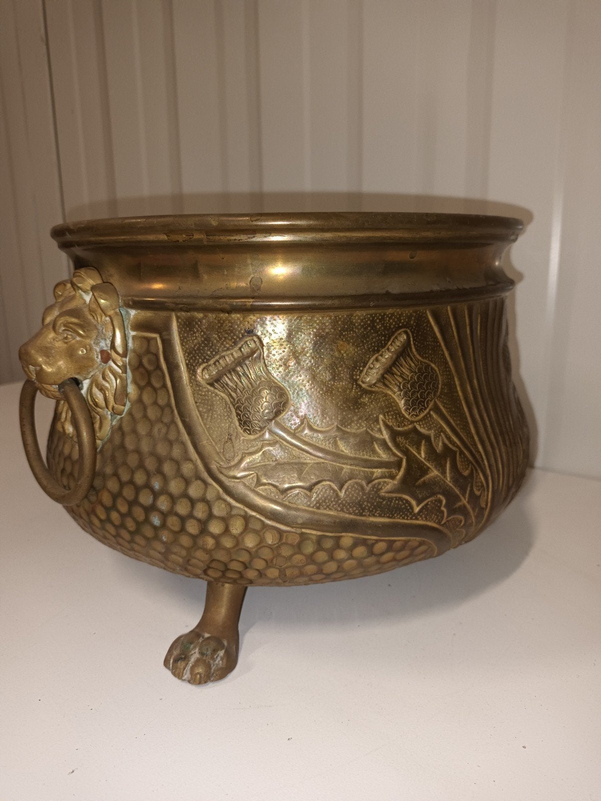 Prachtige antieke messing jardinière / cache-pot, Enlèvement ou Envoi, Cuivre