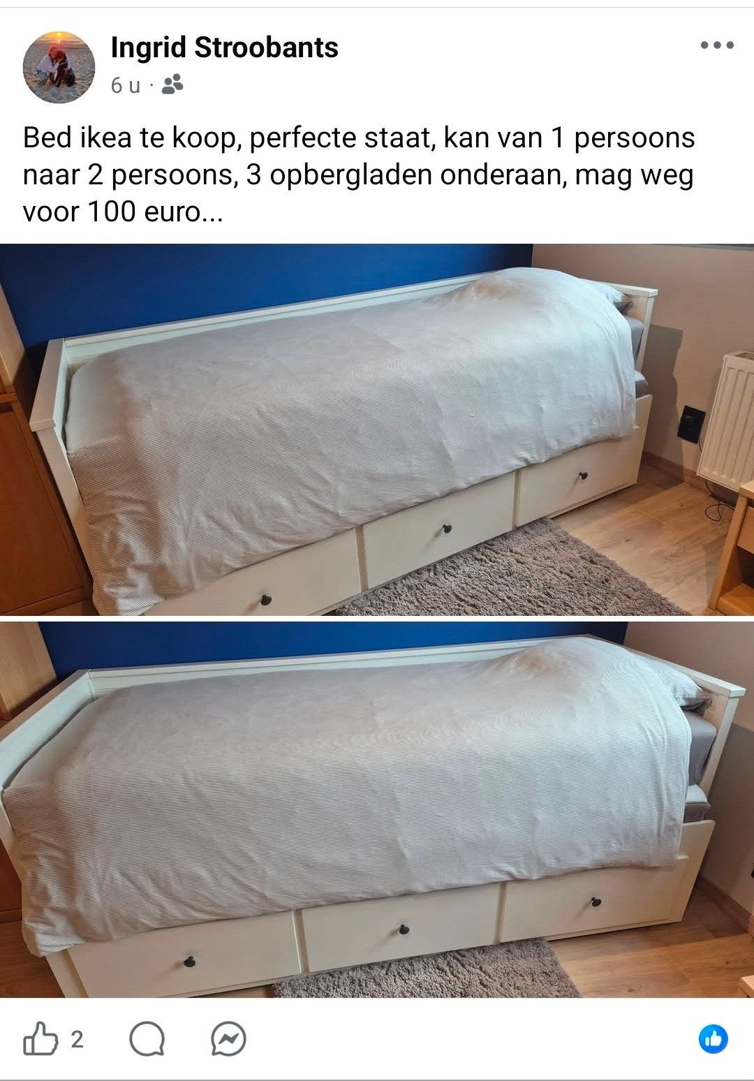 bed, Huis en Inrichting, Ophalen, Zo goed als nieuw, Tweepersoons