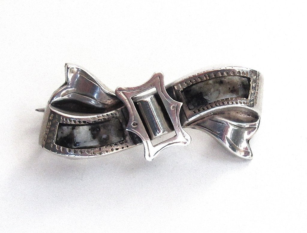 Broche ancienne en argent sterling Birmingham Engl. 19e sièc, Bijoux, Sacs & Beauté, Enlèvement ou Envoi, Argent, Broche, Avec pierre précieuse