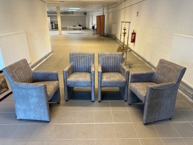 Set van 4 grijze en comfortabele zetels op wieltjes, Maison & Meubles, Gris, Comme neuf, Enlèvement, Quatre