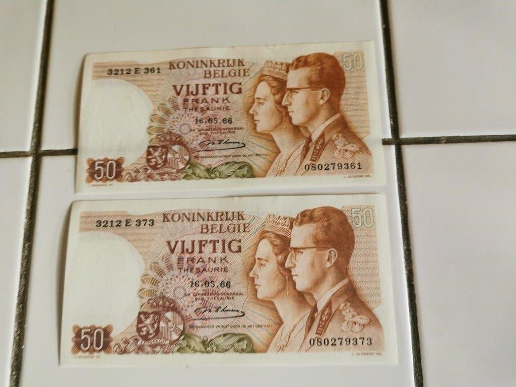 2 billets de 50 francs belges, Enlèvement ou Envoi