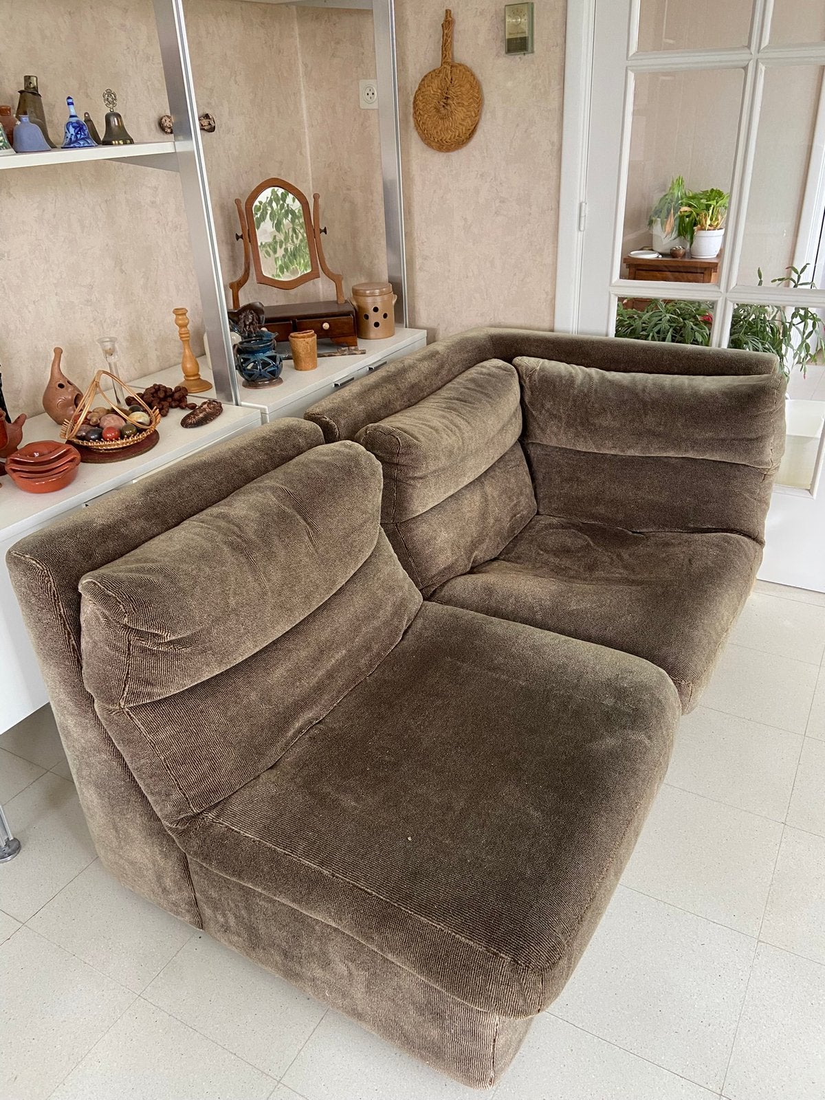 Chauffeuse d’angle vintage style ligne Roset, Maison & Meubles, 75 à 100 cm, 150 à 200 cm, Comme neuf, Enlèvement