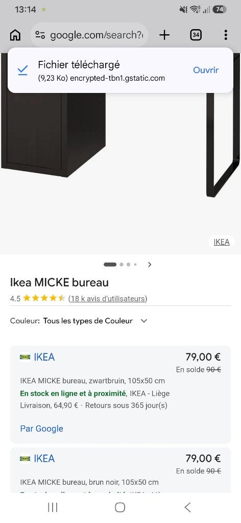 Bureau ikea, Comme neuf, Bureau-armoire combiné, Enlèvement, Noir