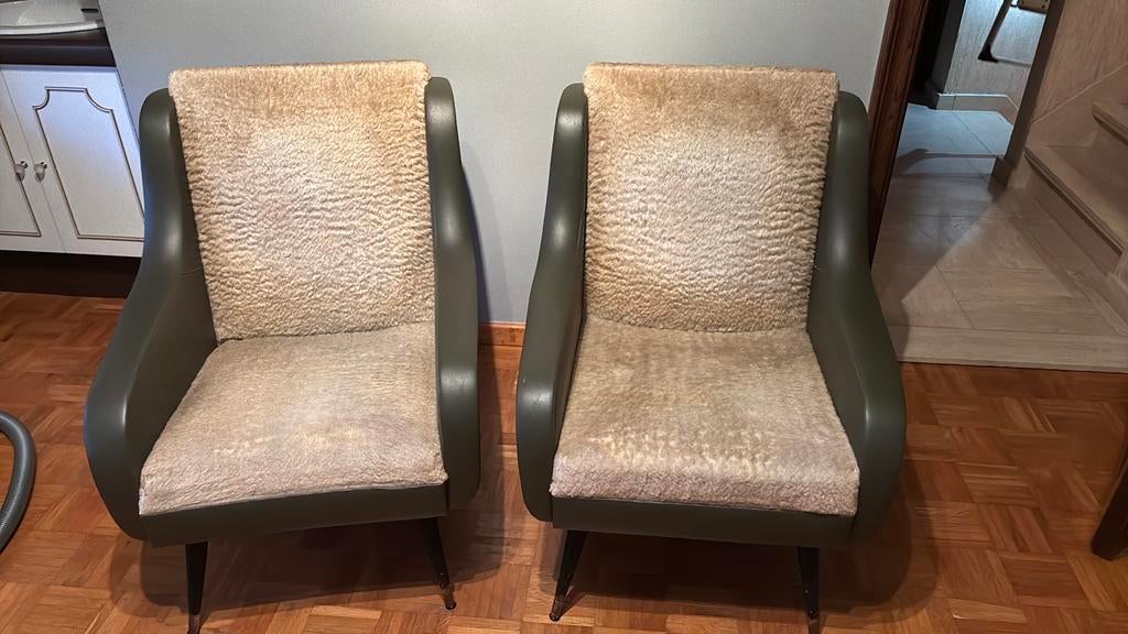 Vintage mid century fauteuil set jaren 60 retro design, Ophalen, Gebruikt, Stof