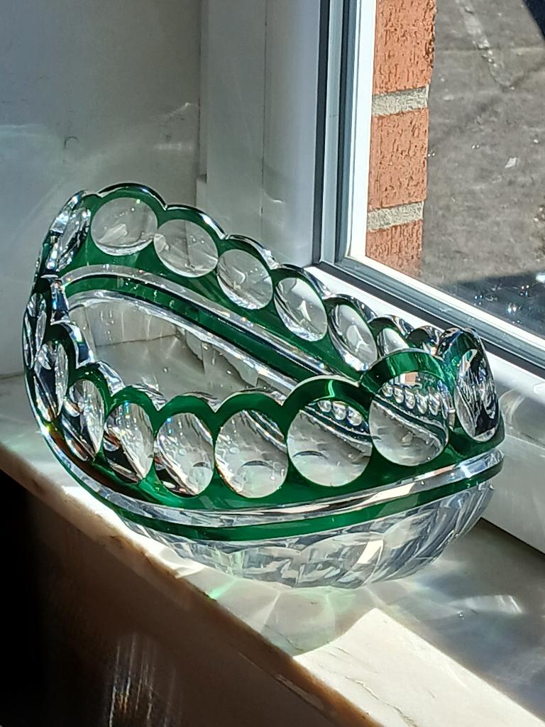 VAL SAINT LAMBERT Très grande coupe à noix style art déco, Enlèvement ou Envoi