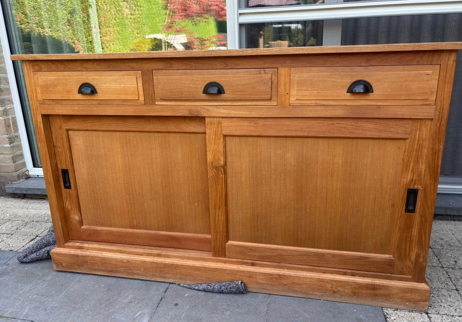 Dressoir teak, Huis en Inrichting, Kasten | Dressoirs, Ophalen, 100 tot 150 cm, Teakhout, Met lade(s)