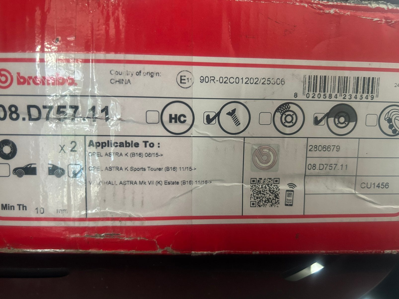 Disque arriere opel astra k, Enlèvement, Opel