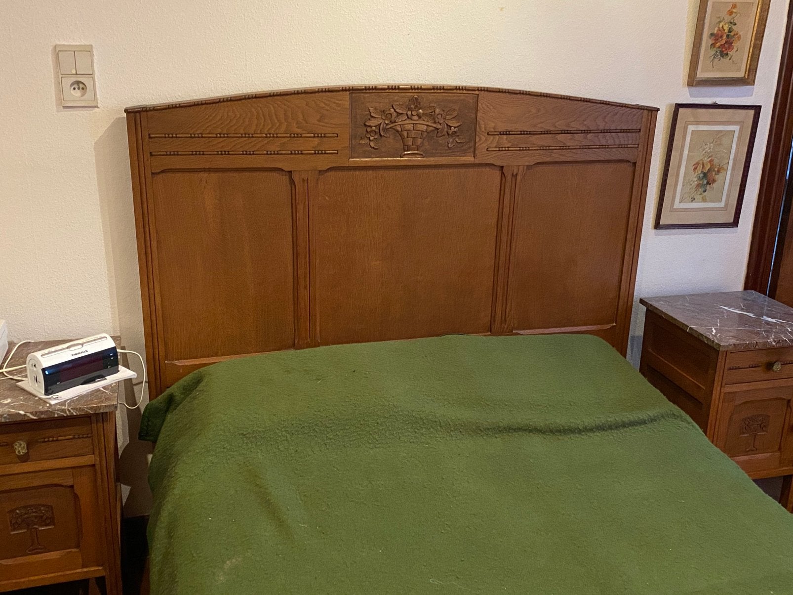 Eikenhouten slaapkamer, Ophalen, Gebruikt, Tweepersoons, Vintage années 50-60