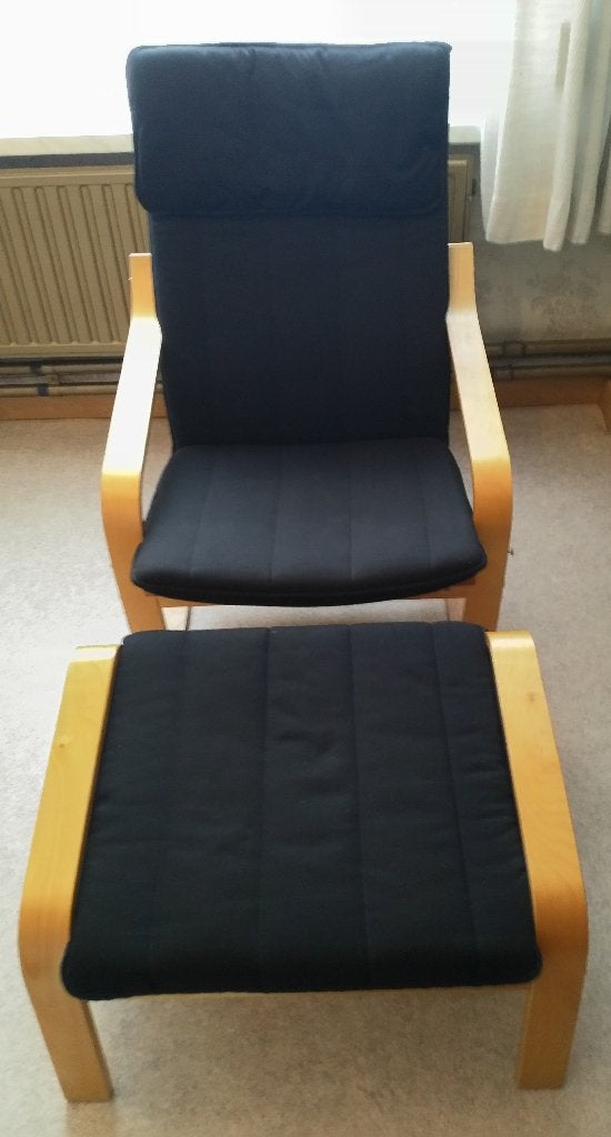 Fauteuil, Huis en Inrichting, Stoelen, Ophalen, Hout, Blauw, Zo goed als nieuw