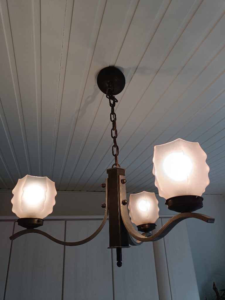 Vintage luchter, Ophalen, Zo goed als nieuw, Glas, Vintage