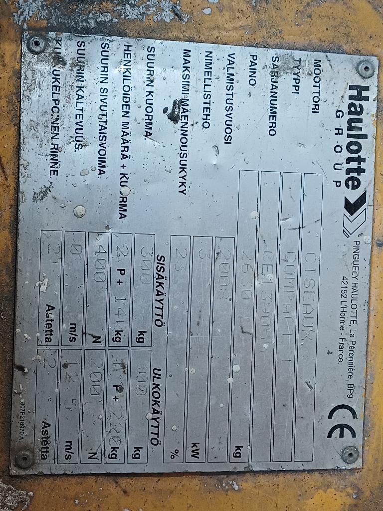 Haulotte hoogtewerker, 2000 tot 3000 kg, Ophalen, Overige aandrijving, Overige typen
