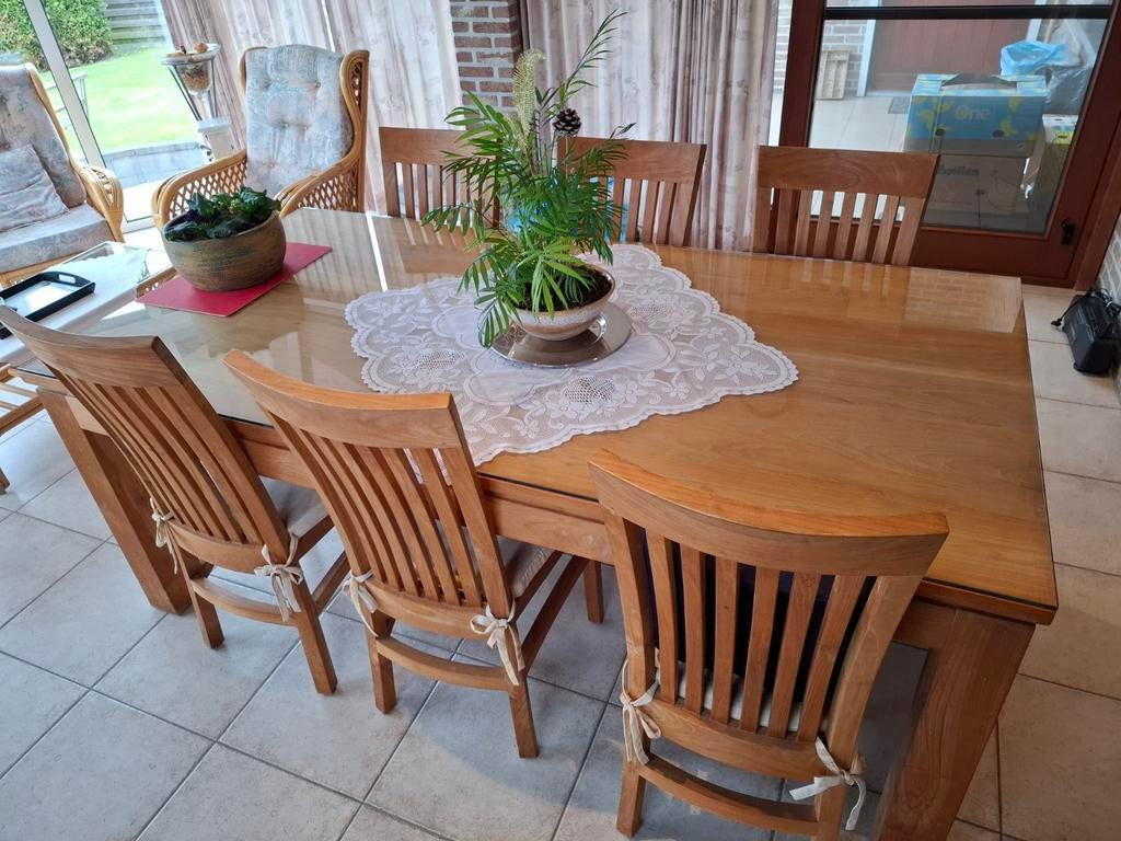Eettafel + 6 stoelen, Maison & Meubles, Tables | Tables à manger, Enlèvement