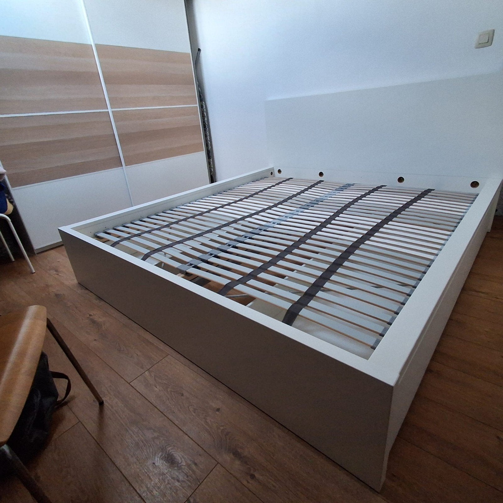 Ikea Malm bed 180x200 met boxsprings en laden, Ophalen, Verstelbaar, Wit, Tweepersoons