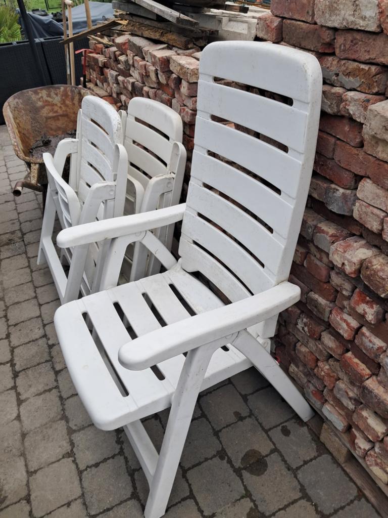 4 standenstoelen (tuinstoel), Tuin en Terras, Tuinstoelen, Ophalen, Gebruikt, Kunststof, Verstelbaar