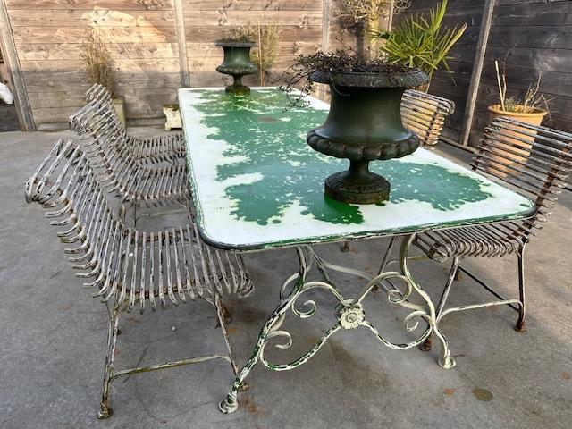 lange antieke tuintafel oude brocante sfeervolle mooie, Jardin & Terrasse, Tables de jardin, Enlèvement ou Envoi