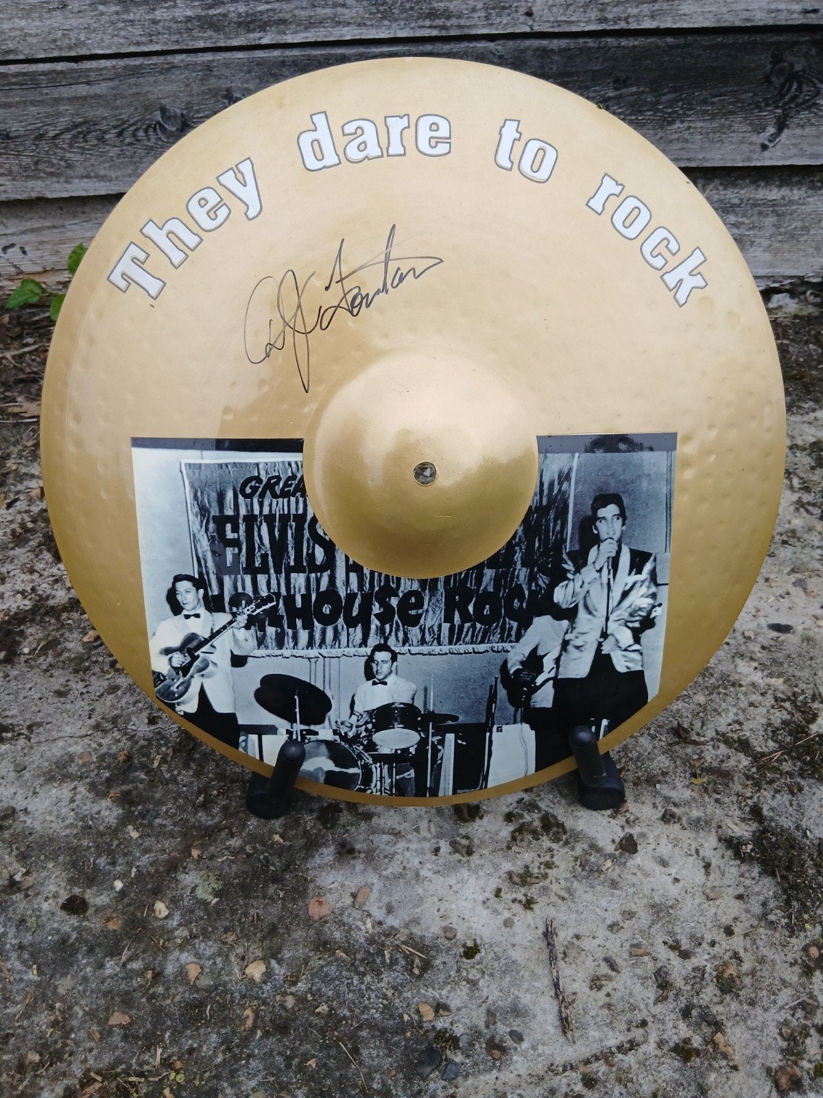 Elvis presley - Cymbalen "Dj Fontana -Tcb band ", Ophalen, Zo goed als nieuw, Instrument of Accessoires, Gesigneerd