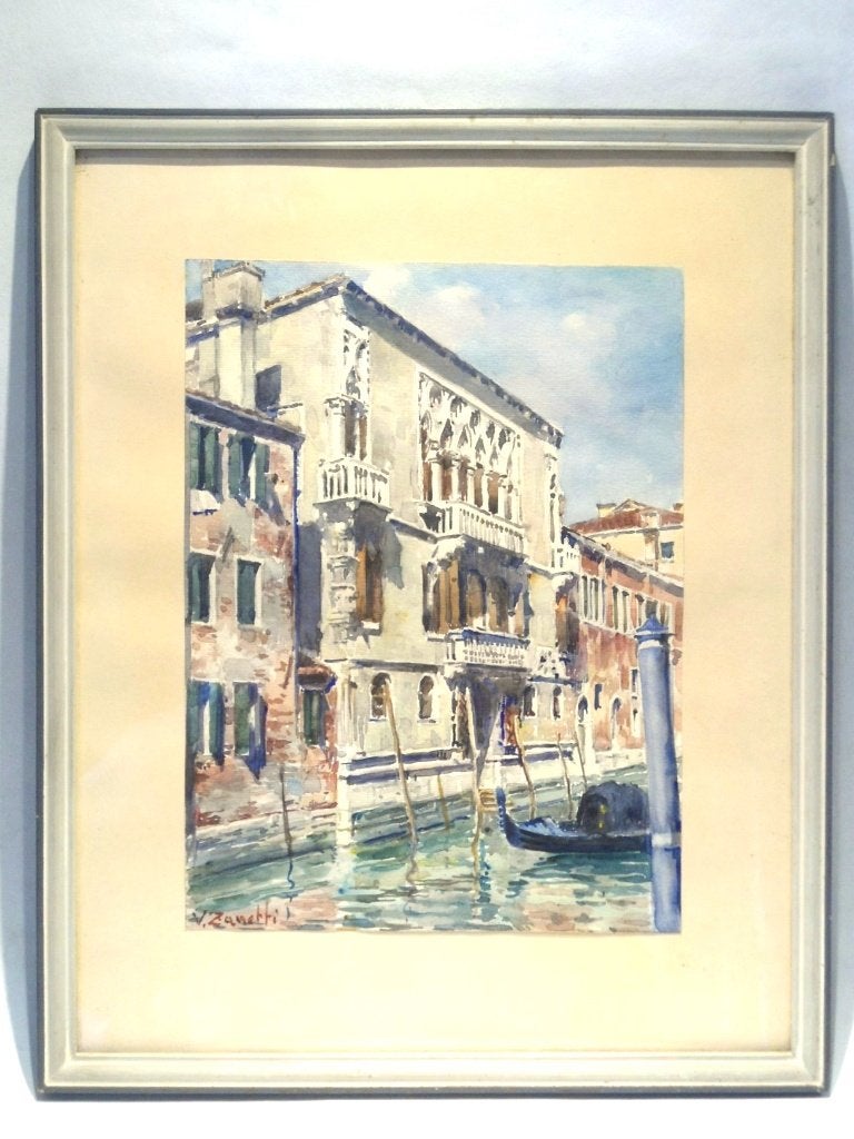 Vettore Zanetti. Aquarelle de Venise., Antiquités & Art, Art | Dessins & Photographie, Enlèvement, Aquarelle