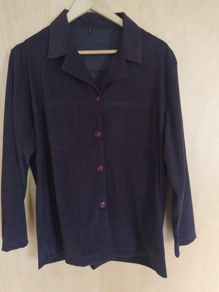 Blouse en velours violet foncé - faite main (+/- taille 46), Enlèvement ou Envoi, Taille 46/48 (XL) ou plus grande