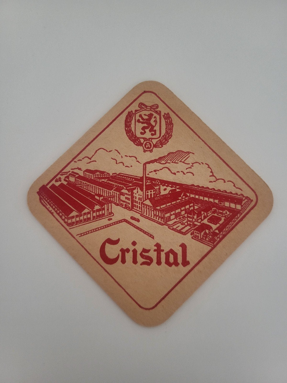 Oud dubbelzijdig bierviltje Cristal, Ophalen of Verzenden, Gebruikt