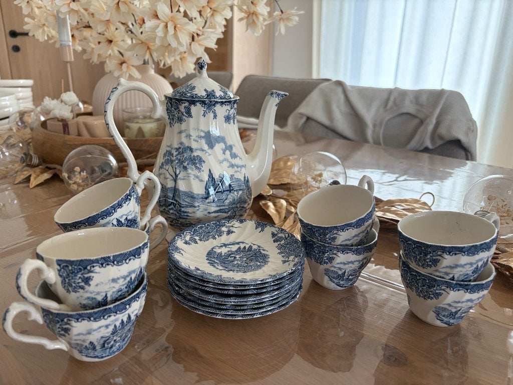 Prachtig Vintage Myott 'The Brook' Theeservies, 13-delig, Antiek en Kunst, Ophalen