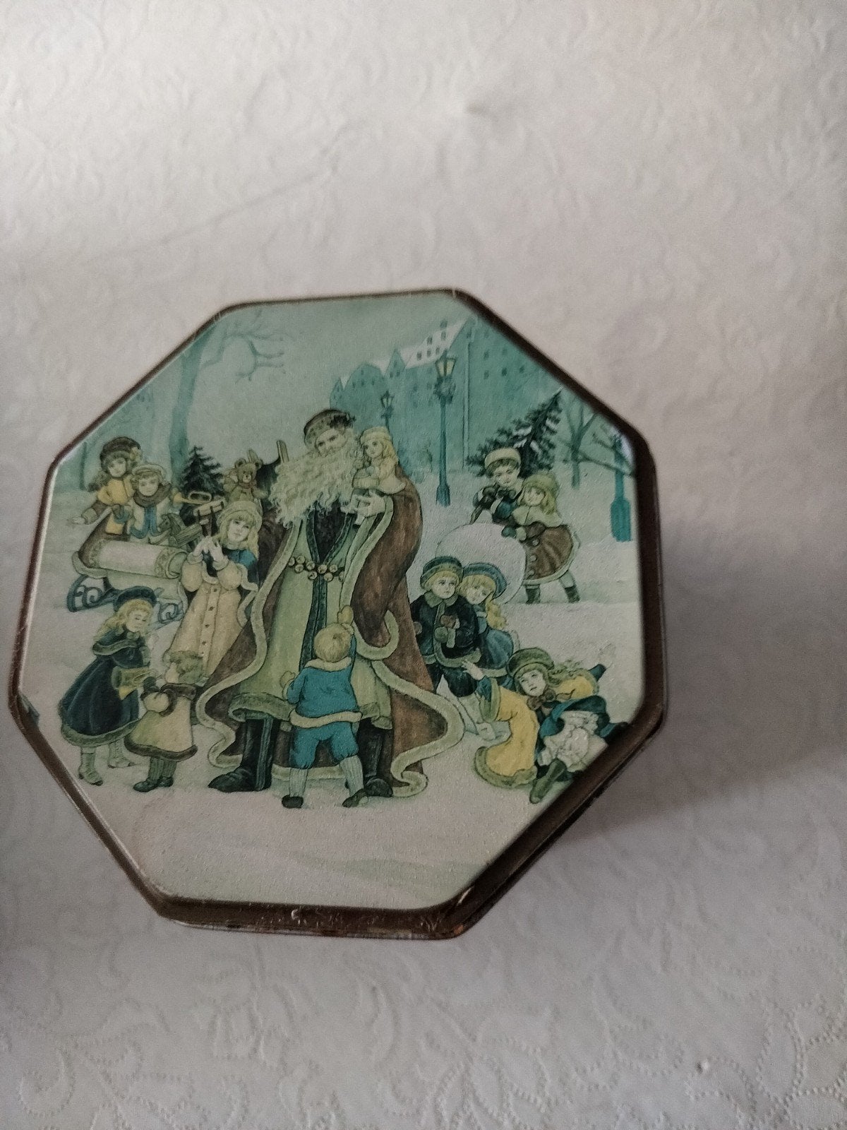 Blikken doos met kerst taferelen in zeer goede staat, Ophalen of Verzenden