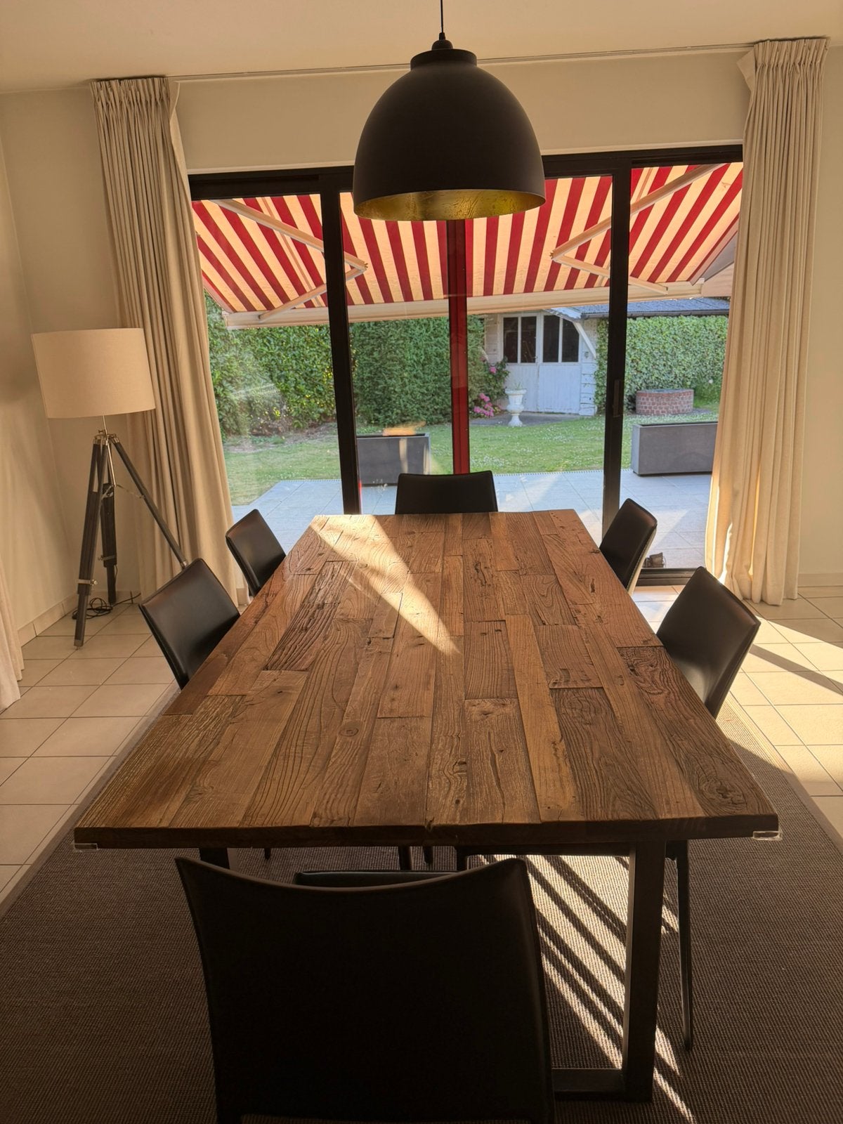 Mooie houten eettafel + 6 stoelen, Enlèvement, Comme neuf