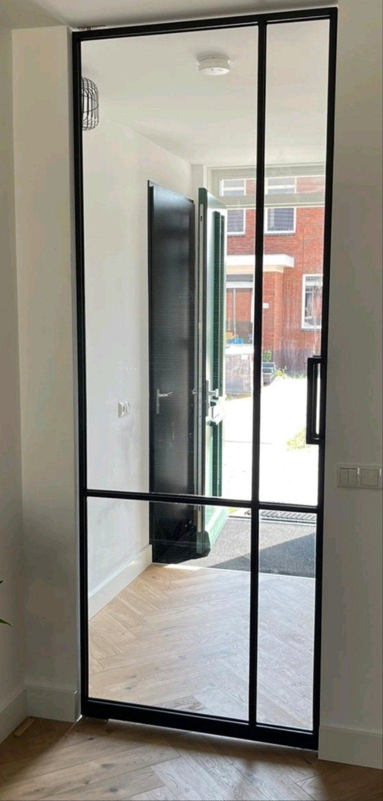 Zwart stalen taatsdeur, Ophalen, 80 tot 100 cm, 215 cm of meer, Binnendeur