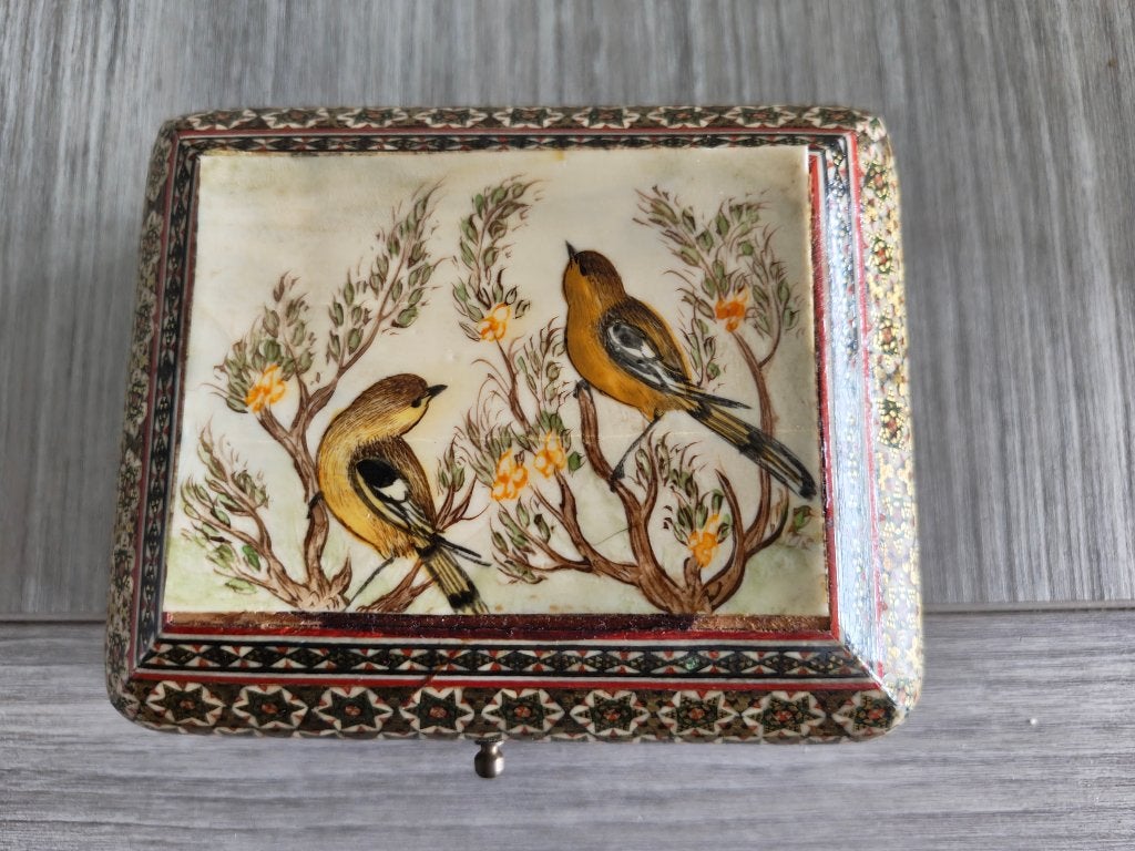 Vintage Perzisch Khatam Kari doosje (handgeschilderd), Enlèvement ou Envoi