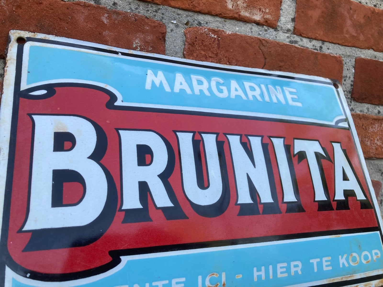 Brunita margarine emaille oud, Verzamelen, Merken en Reclamevoorwerpen, Ophalen of Verzenden, Zo goed als nieuw, Reclamebord