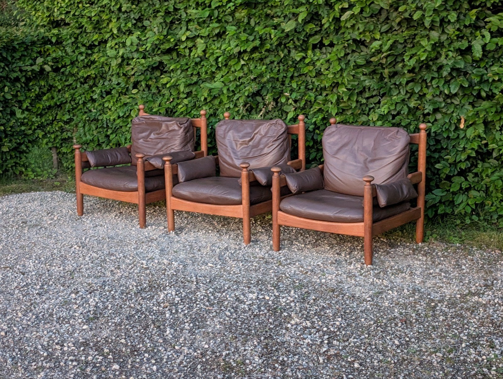 Set prachtige vintage fauteuils, Ophalen, Leer