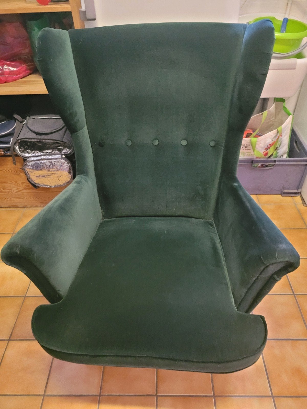 Ikea Fauteuil Strandmon groen fluweel, Maison & Meubles, Enlèvement