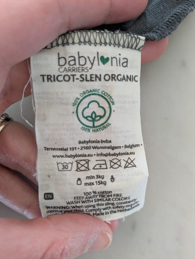 Draagdoek Babylonia Tricot-Slen Organic donkergrijs, Ophalen, Draagdoek