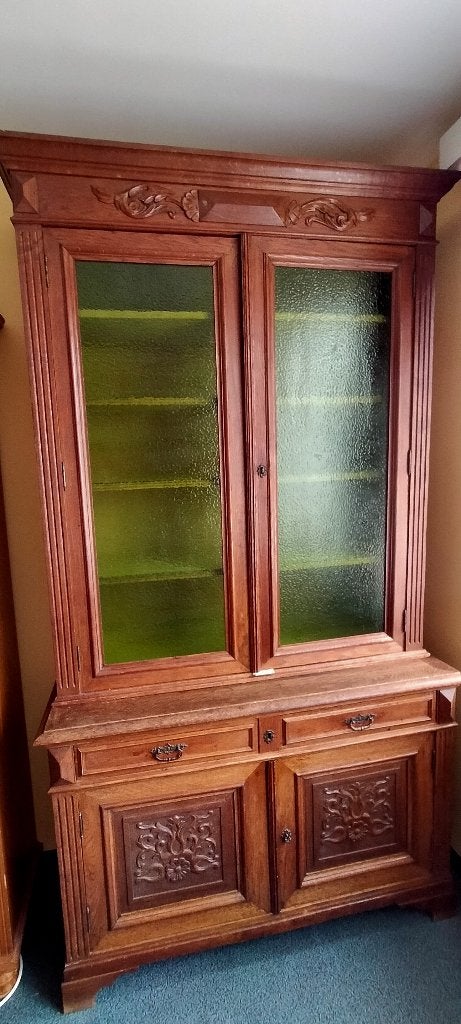 Buffet classique en bois avec vitrine - 2 pièces, Maison & Meubles, Enlèvement, Avec tiroir(s)