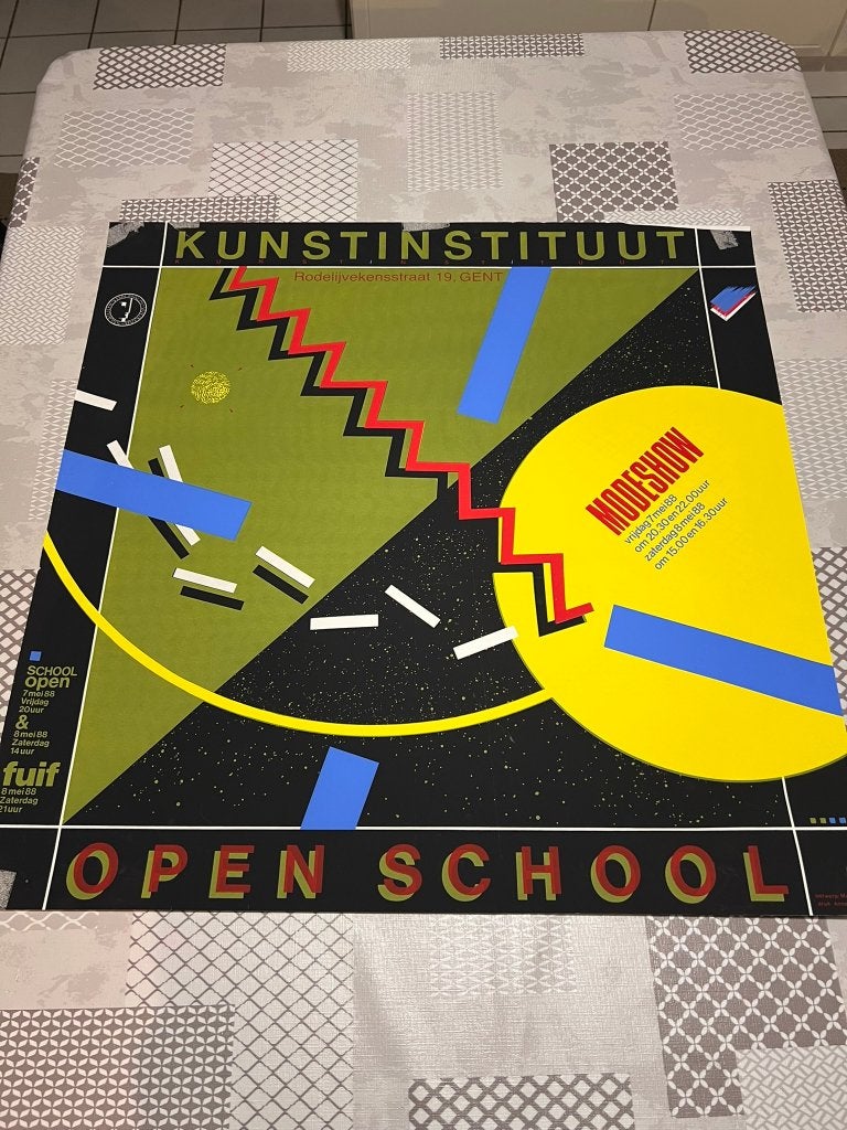 Vintage Poster Kunstinstituut - Open school, Deurposter of groter, Ophalen of Verzenden, Reclame, Rechthoekig Staand