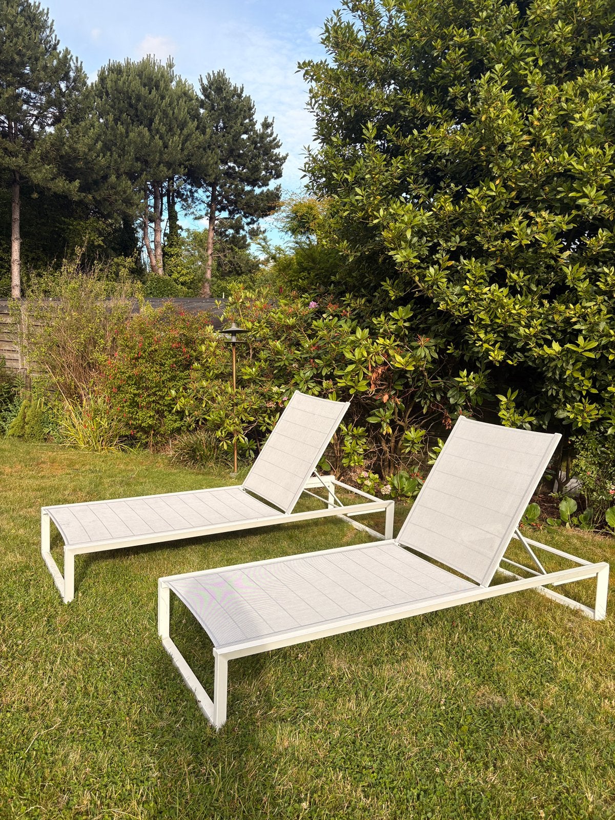 Exterioo Verstelbare Ligbedden (Set van 2), Tuin en Terras, Ligbedden, Zo goed als nieuw, Aluminium, Verstelbaar, Ophalen