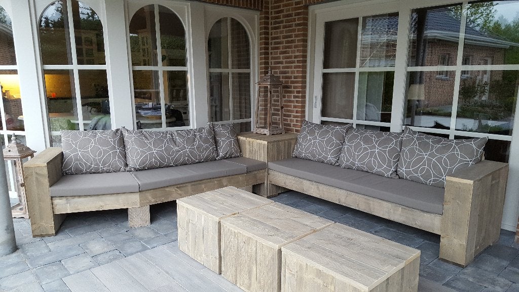 Loungebank met all weather kussens, Overige materialen, Nieuw, Ophalen of Verzenden, Eettafel
