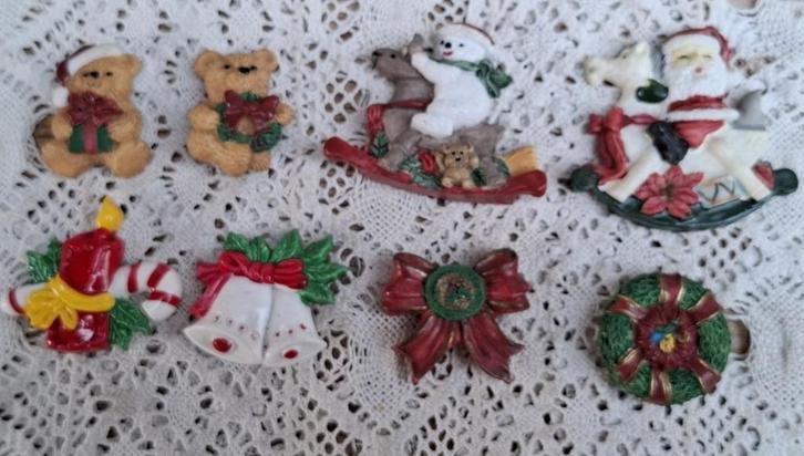 8 Vintage koelkast magneetjes KERST, Diversen, Kerst, Gebruikt, -, -, Ophalen of Verzenden
