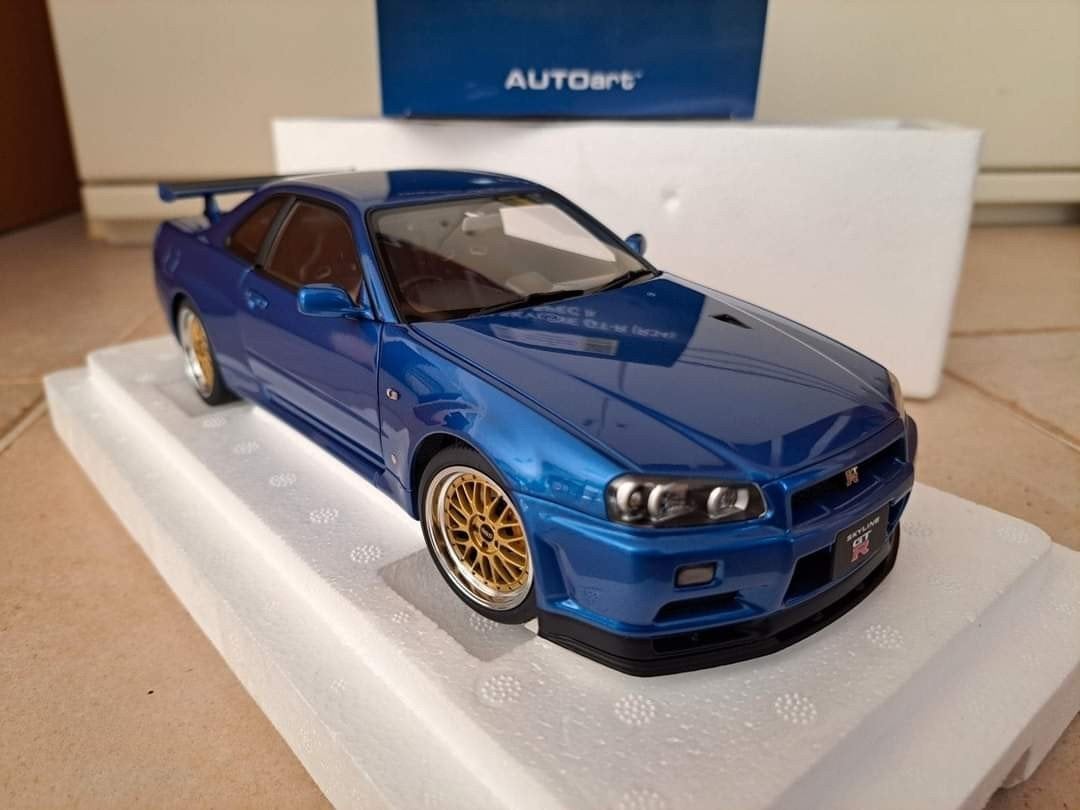 1/18 Nissan Skyline R34 BBS Bayside Blue Edition AUTOART, Hobby en Vrije tijd, Modelauto's | 1:18, Nieuw, Auto, Autoart, Ophalen of Verzenden