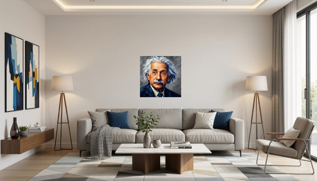Peinture sur Toile Acrylique / Albert Einstein / (60x60 Cm), Enlèvement ou Envoi, Bois, Signé, Portrait