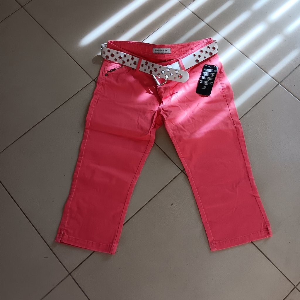 Bermuda rose M ceinture blanche NEUF, Neuf, Trois-quarts, Taille 38/40 (M), Enlèvement ou Envoi