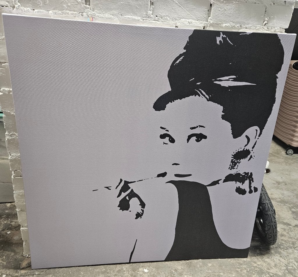 Canvas Audrey Hepburn, Ophalen, Op houten frame, Figuren