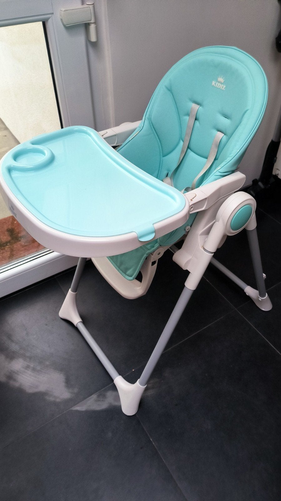 Chaise haute évolutive KIDIZ 3-en-1 (0 à 6 ans) - Turquoise, Enfants & Bébés, Enlèvement, Utilisé, Autres marques, Réglable