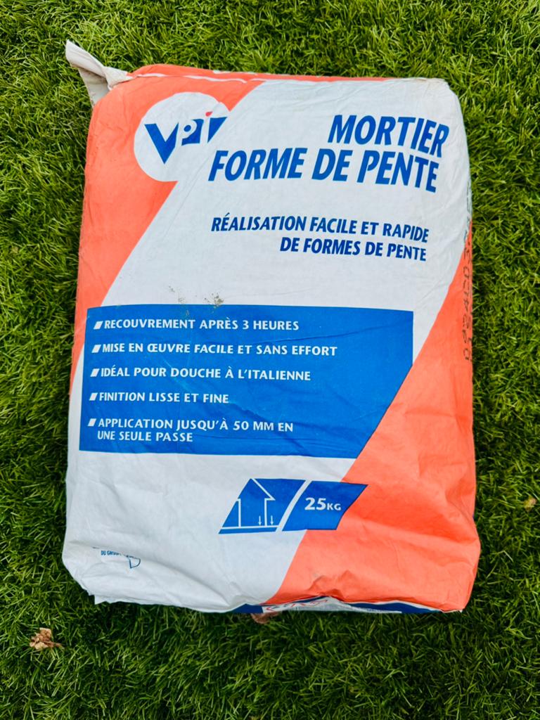 2 zakken VPI “Mortier Forme de Pente” – 25 kg per zak, Bricolage & Construction, Briques, Enlèvement, Comme neuf